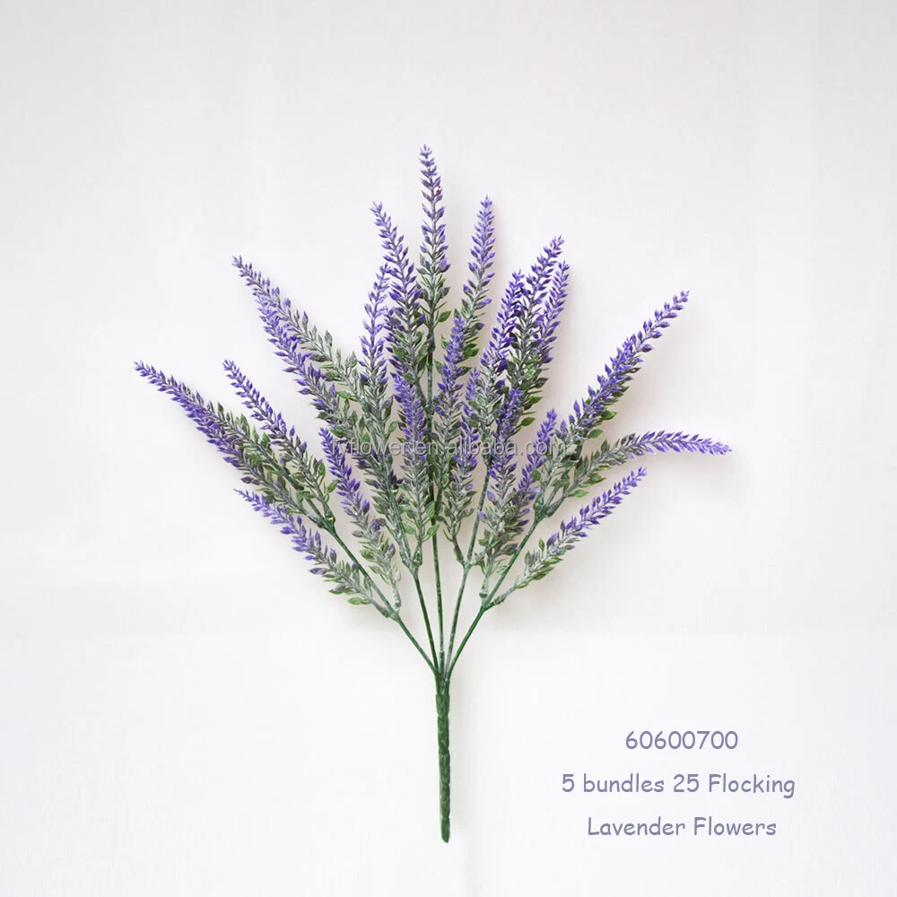 artificial Flowers Flocked Plastic Lavender Bundles Fake Plants Home Kitchen Office Table Centerpieces Arrangement