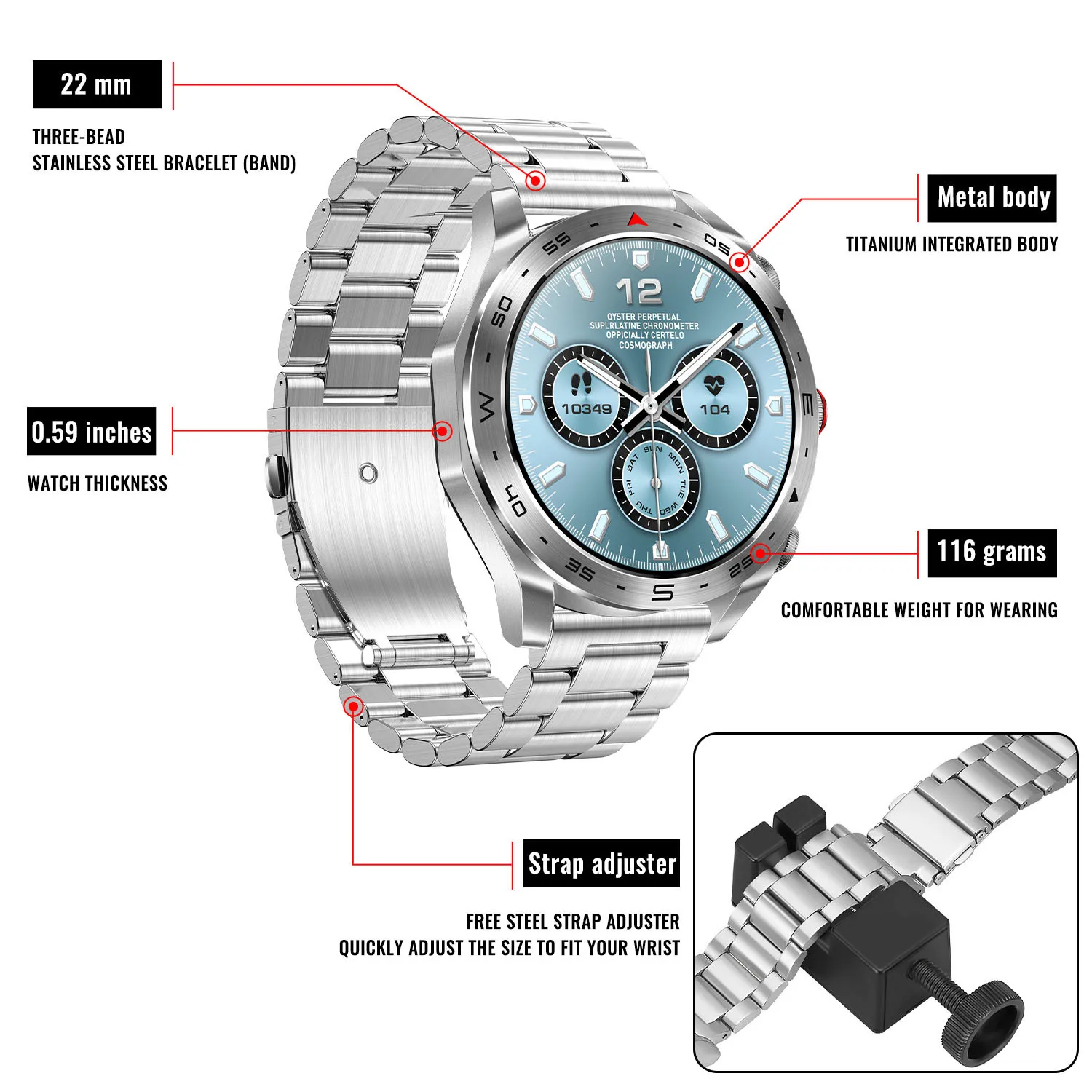 New T95 with TWS Bluetooth headset earphone smartwatch 1.52 inch AMOLED large screen battery bracelet smart watch