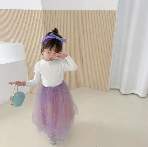 
2021 wholesale custom brand glitter decoration tulle 3 layers baby girl tutu skirt 