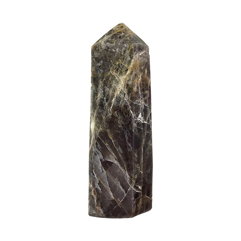 Wholesale natural black moonstone point energy crystal tower wand healing crystal column