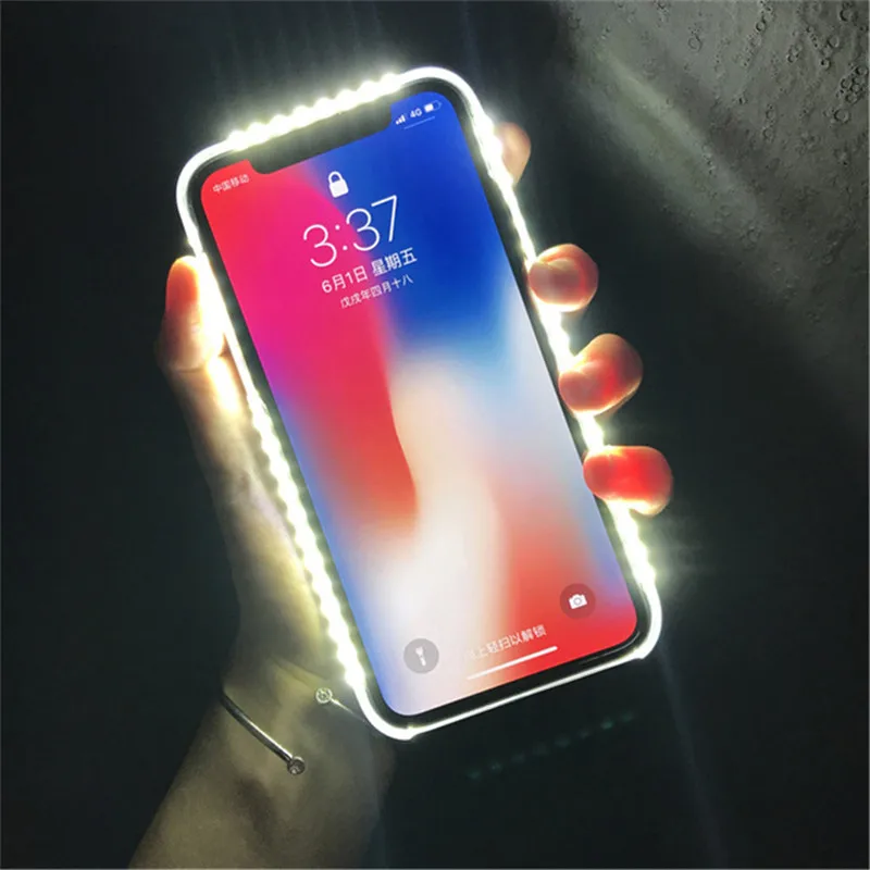 Lighter Illuminated Selfie LightUp Rechargeable Luminous Flashlight Cellphone Case Cover Ringlight Phone Case for iPhone11 12 13