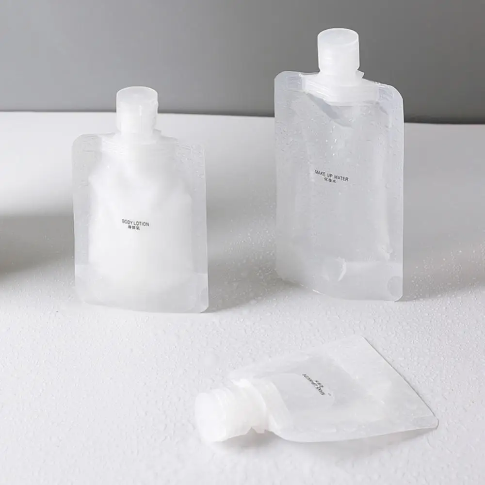 30ml 50ml 100ml Transparent Flip Top Packaging Bag Portable Travel Fluid Makeup Packing Bag Plastic Stand Up Spout Pouch