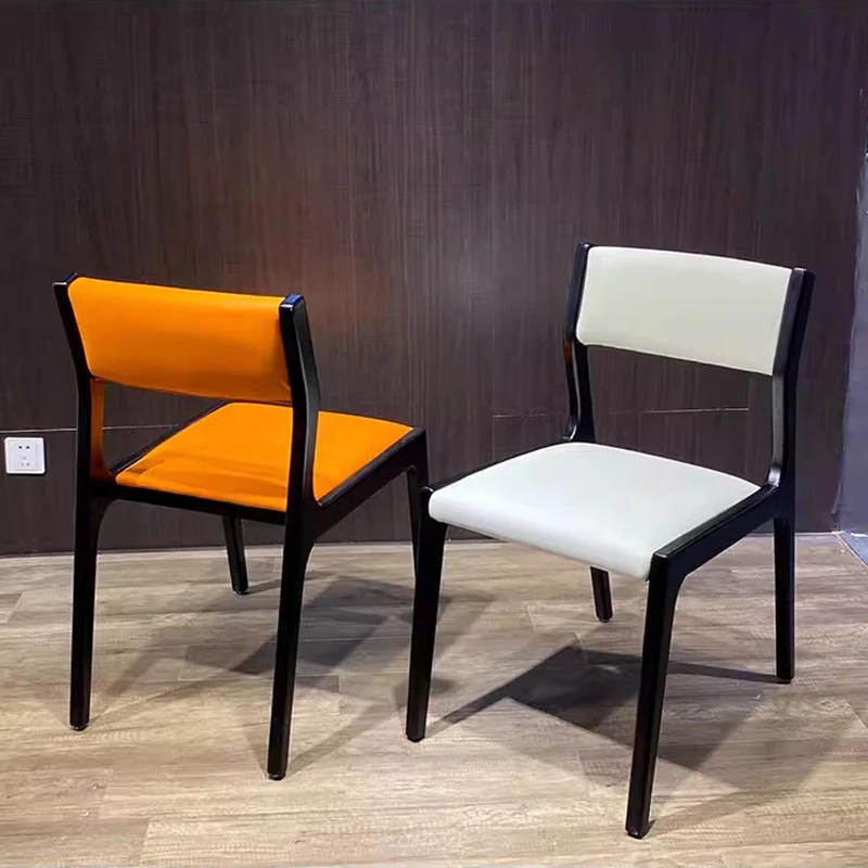 Professional chair furniture manufacturer durable wood dinning chair for restaurant nordic modern pu white leather dining chairs