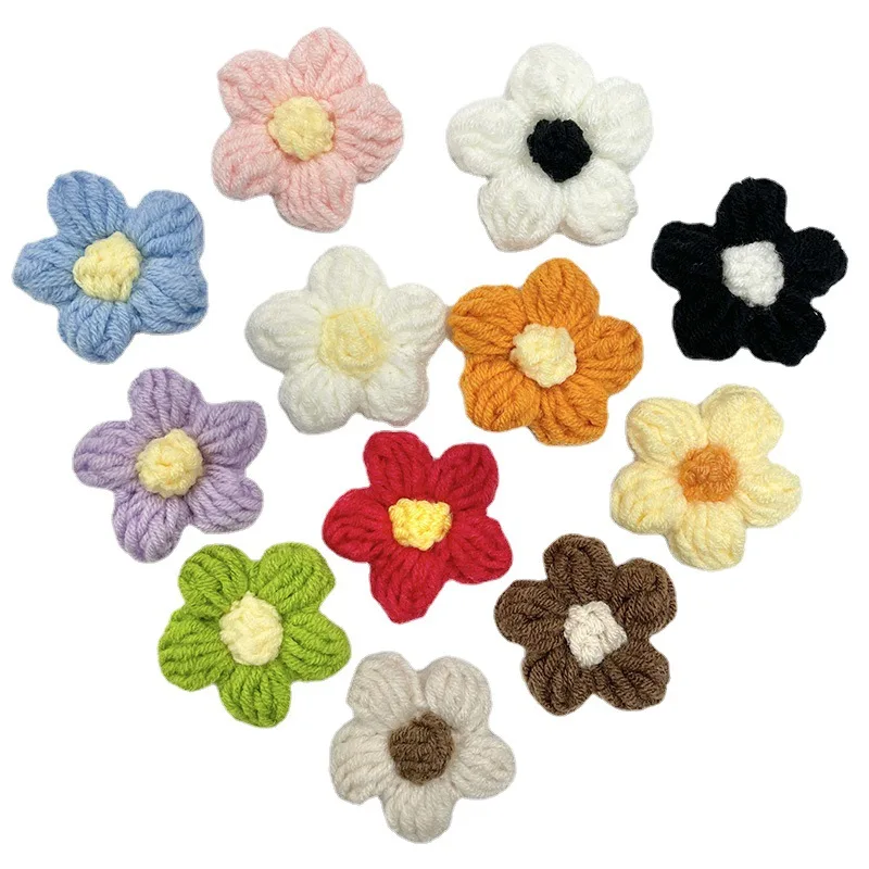 New hand woven wool crochet artificial eternal flower 4cm5cm6cm, multiple crochet flower heads as holiday gifts