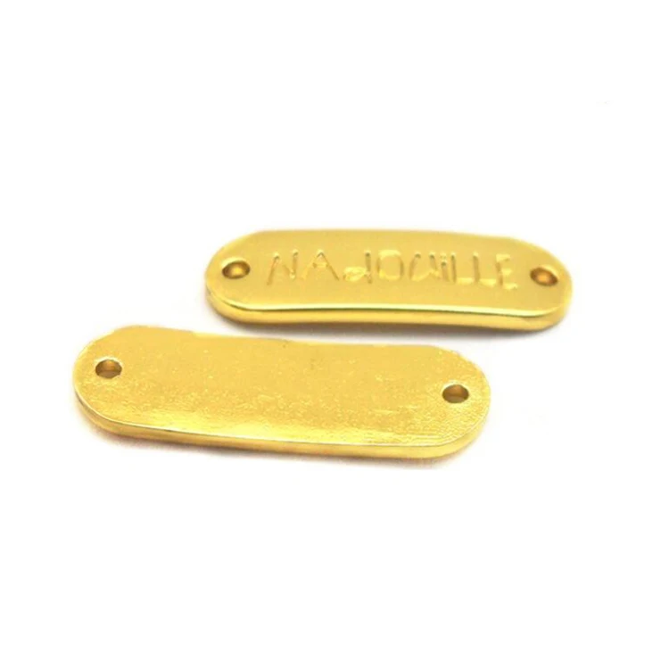 High quality garment accessories metal logo label customized gold metal logo