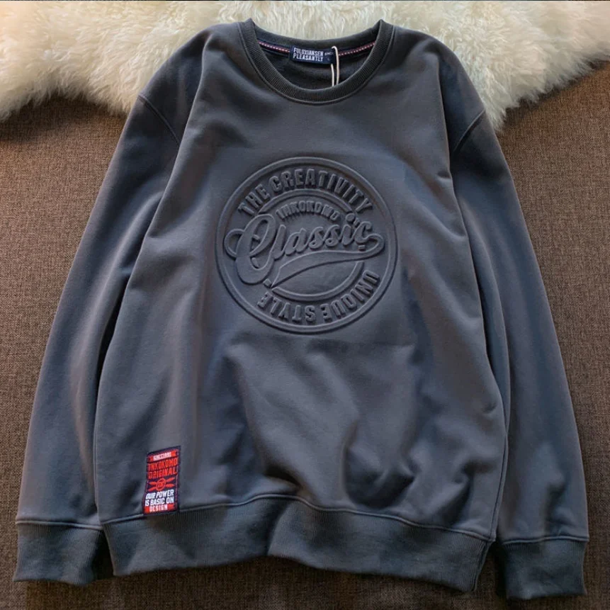 OEM sweatshirt 3D embossed hoodie crewneck 3D embossing hoodie wholesale Custom casual campus clothing customized logo