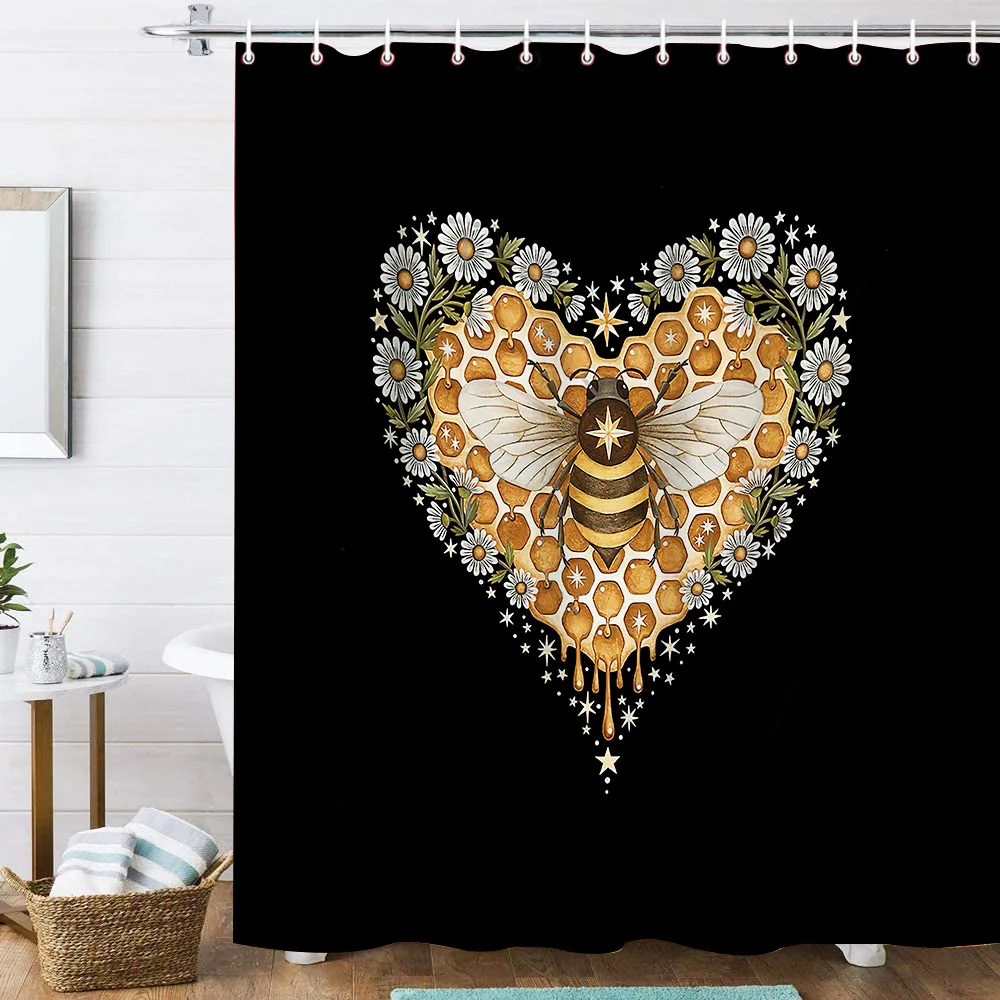 Водонепроницаемая душевая занавеска Bee Sun Face для ванной из полиэстера с 3D Цифровым принтом в виде Луны бабочки ванны
