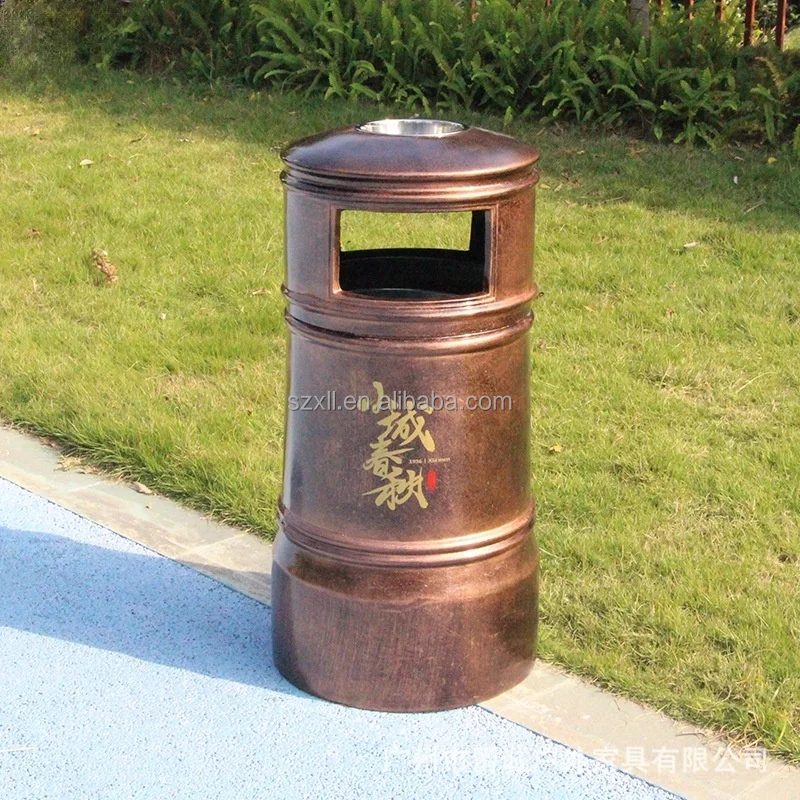 Park antique bronze garden garbage bin outdoor retro waste bin creative scenic spot garbage bin