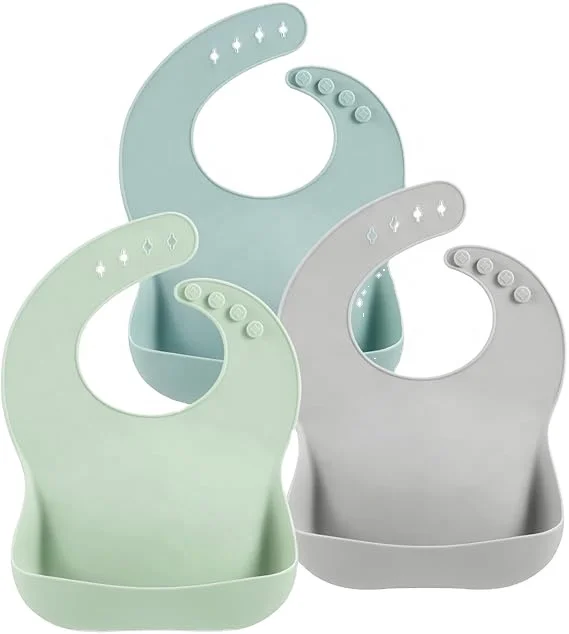 ES-Pro 115g BPA-Free Baby Bib Microwave Oven Dishwasher Safe Waterproof Silicone Feeding Antifouling Bib Training Printed Food