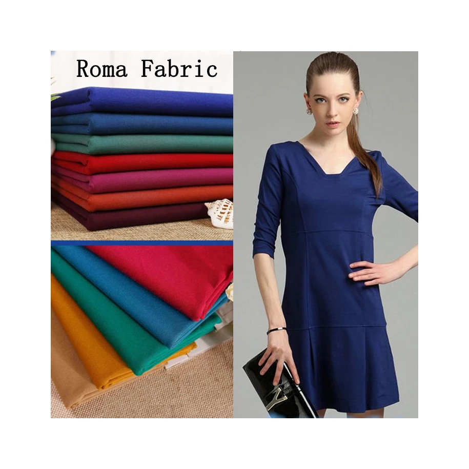 Professional knitted Ponte Roma polyester spandex fabric customized quality Roma knit fabric for clothes
