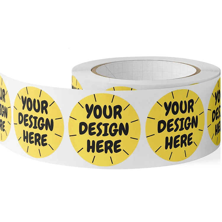 Ready to ship Custom Any Text Adhesive Printing Round Label Stickers Circle Waterproof Vinyl Sticker Roll Private Logo Stickers.