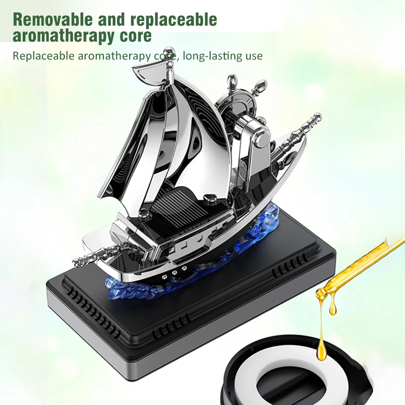 New Solar Car Air Fresheners Auto Dashboard Boat Shape Design Car Perfume Fragrance Diffuser Car Odor