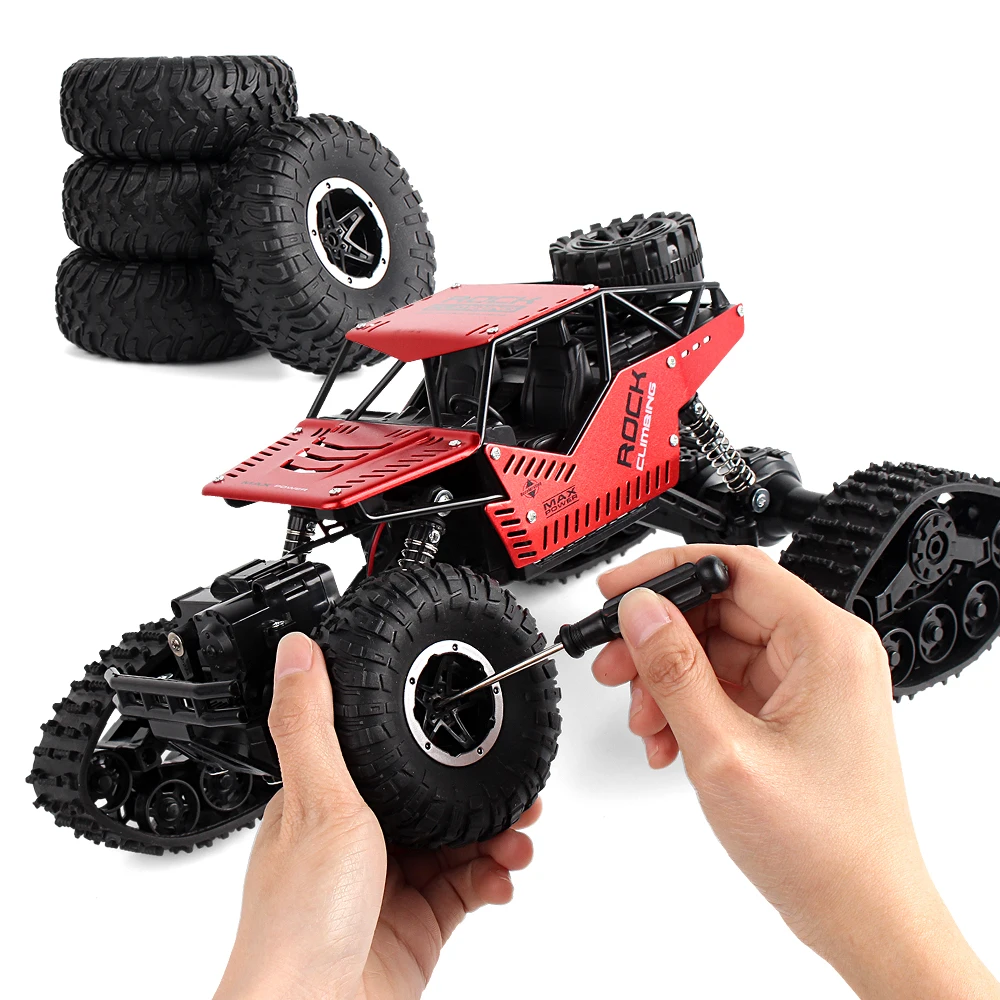 Amason Hot Sale 2.4GHz Powerful Racing Crawler Car Remote Control 4x4 Alloy Track 2.4Ghz Off-Road Stunt Truck for Kids