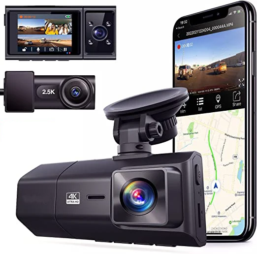 4K parking mode windshield front camera inside video recorder car and driver dash cam