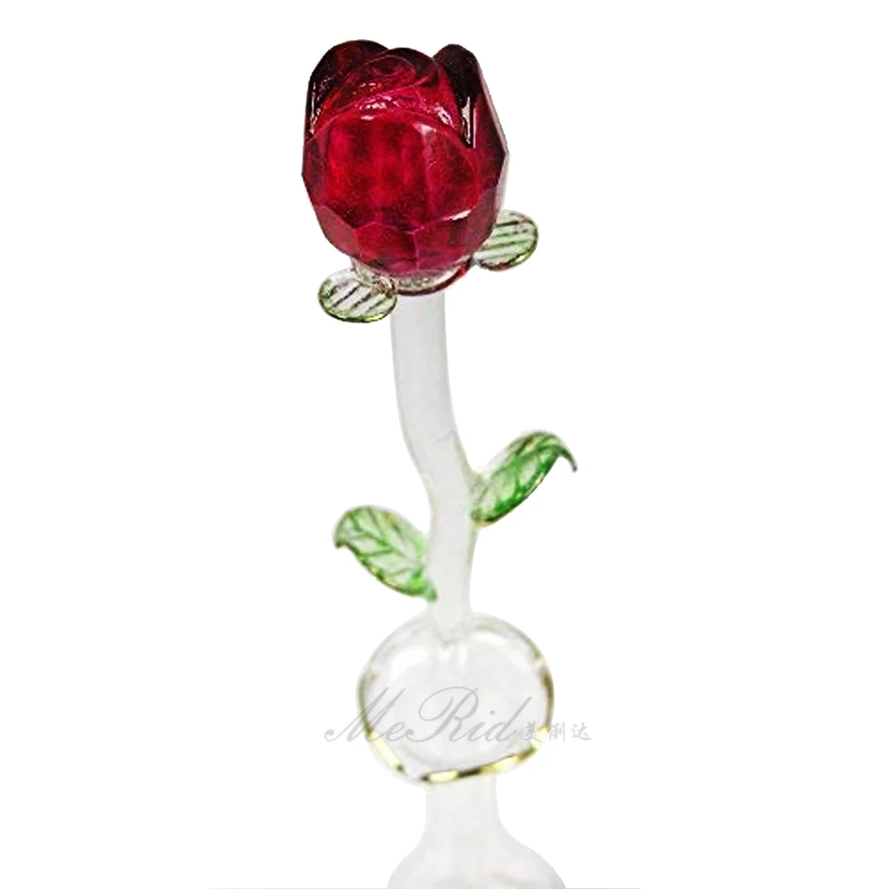 Beautiful Murano Lampwork Long Stem Glass Rose Flower Wholesale For Valentines Eco-friendly