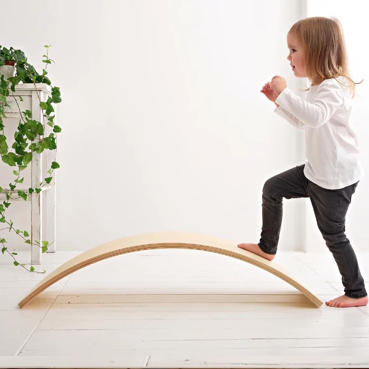 LM KIDS Montessori Kids Wooden Balance Board Multifunction Surfing Fitness Training Wobble Board For Kids Baby Yoga Curvy Board