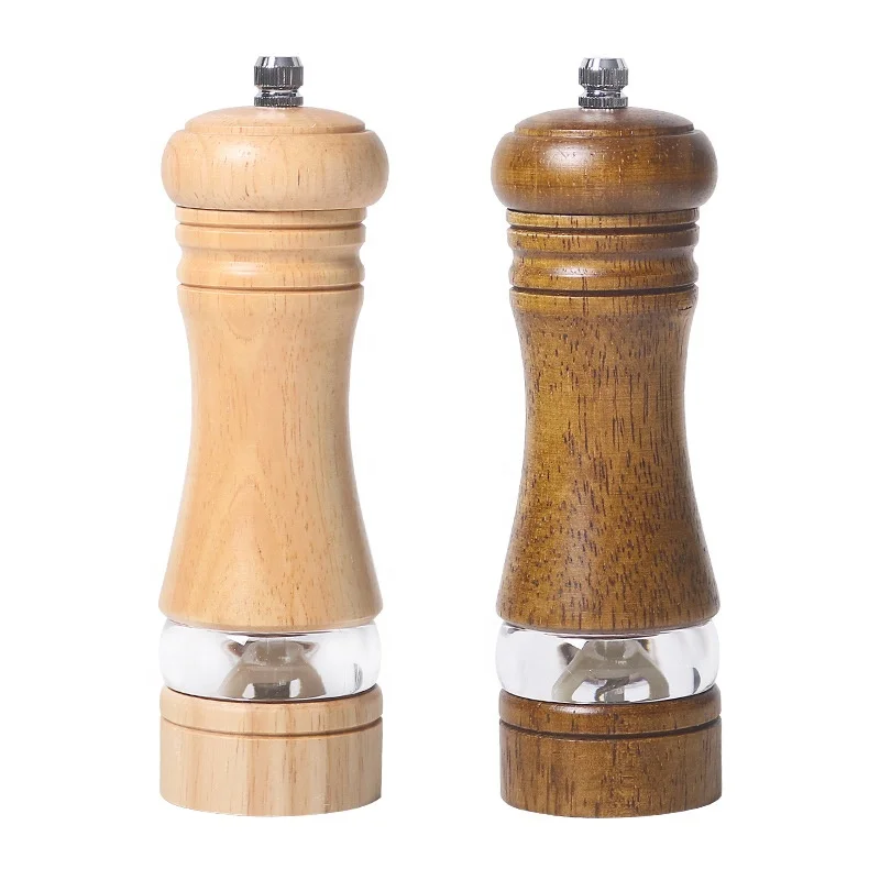 Hot selling peppercorn oak wood grinder wooden manual pepper grinders
