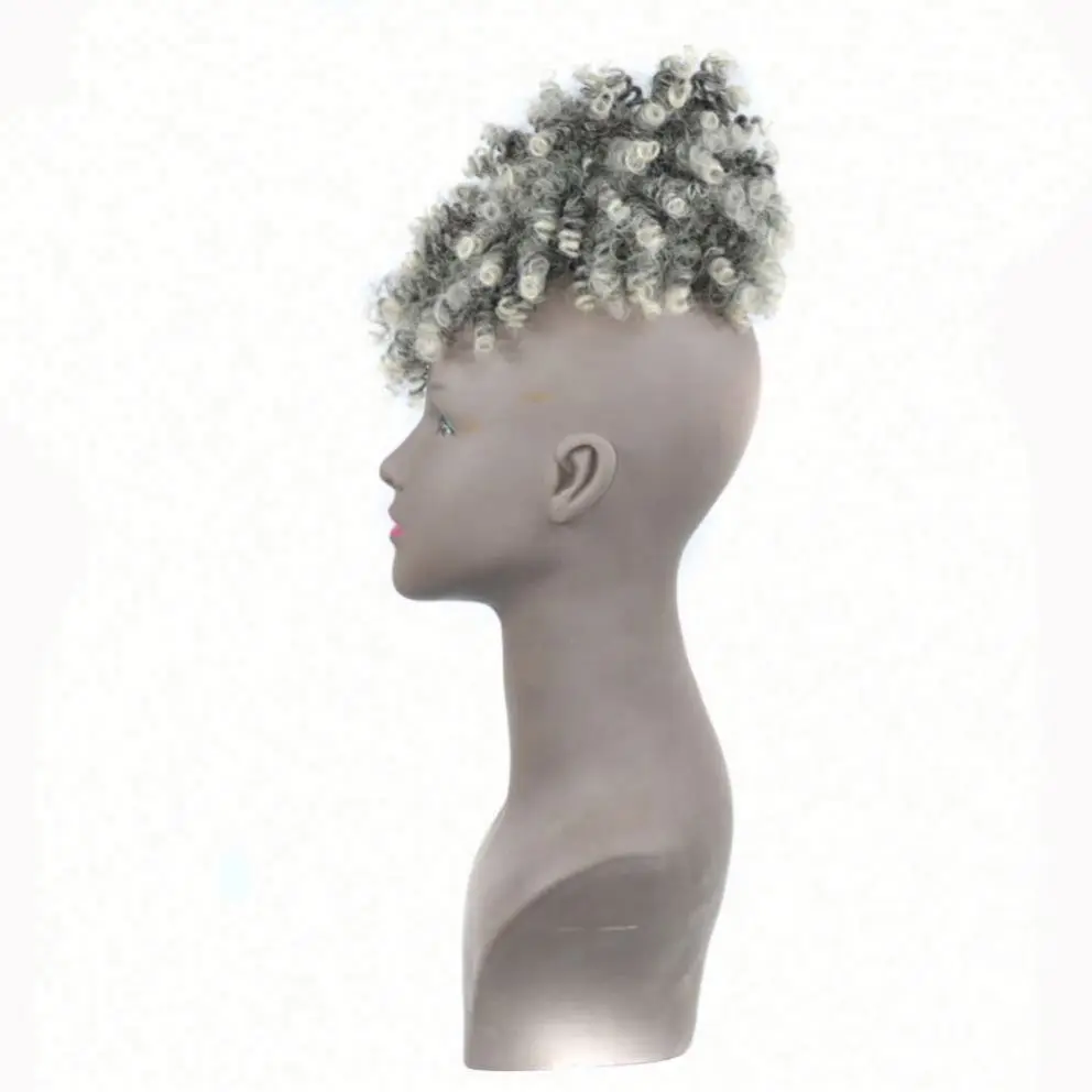 MYZYR 4inch Purple Short Hair Synthetic Clip in Hair Bun Hairpiece Puff Afro Curly Drawstring Ponytails for Black Women Ombre