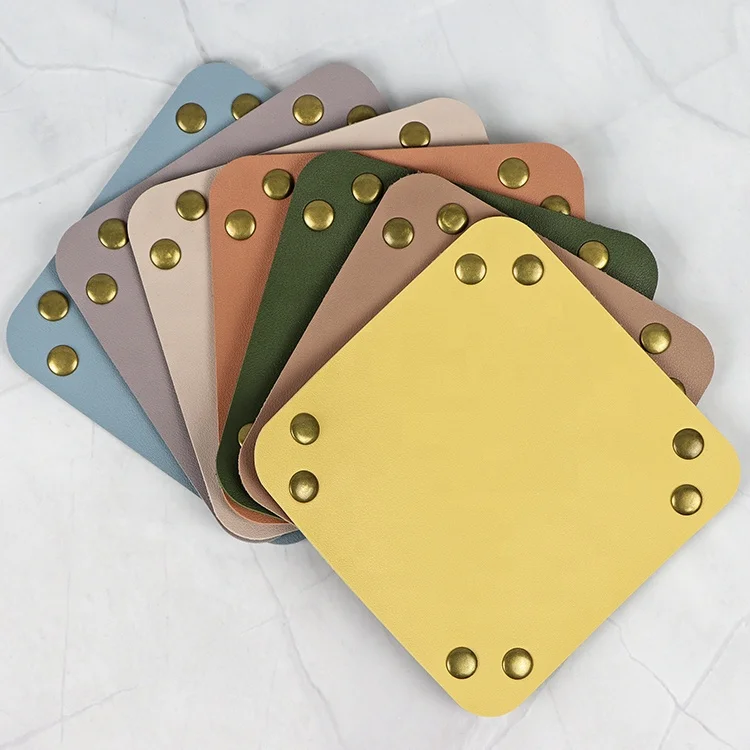 In Stock Multi Color PU Leather Storage Jewelry Keys Lipstick Candy Small Square High End Leather Tray