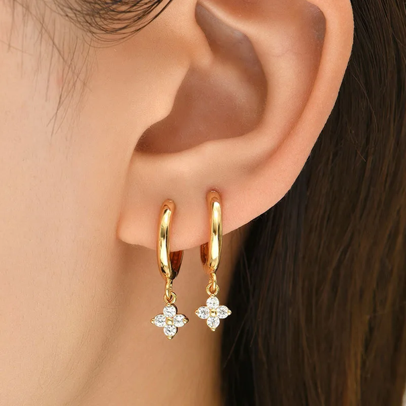 2024 Fashion Hoop Earrings Set Copper Zircon Hoop Earring Gold Plated Earrings Dainty Jewelry for Women Girls