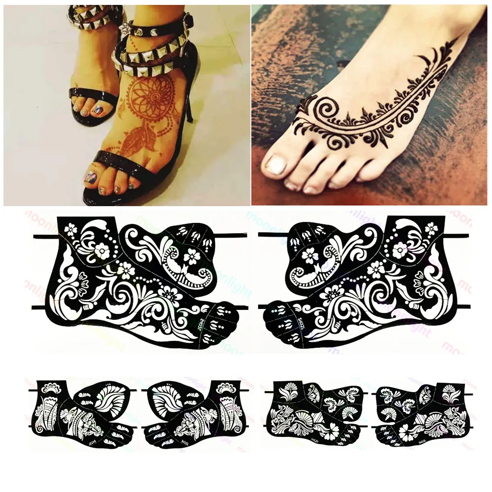 Moonlight Hand & Foot Henna Stencils Sticker for Henna Tattoo Henna Temporary Tattoo