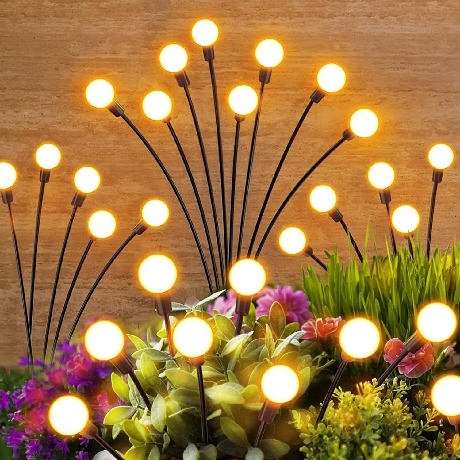 Waterproof Solar light outdoor garden Energy-saving Ambient environmental Rainbow warm Firefly light LED lamps light