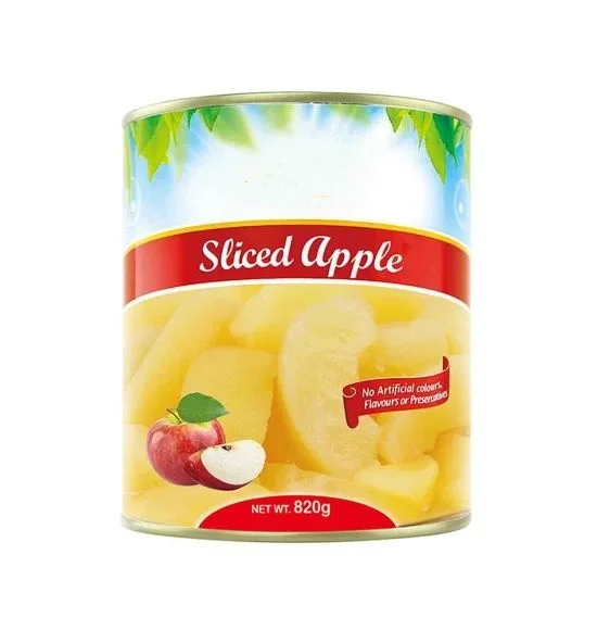 Fresh Taste Natural Product oem brand heavy syrup canned apple sliced tin 820g