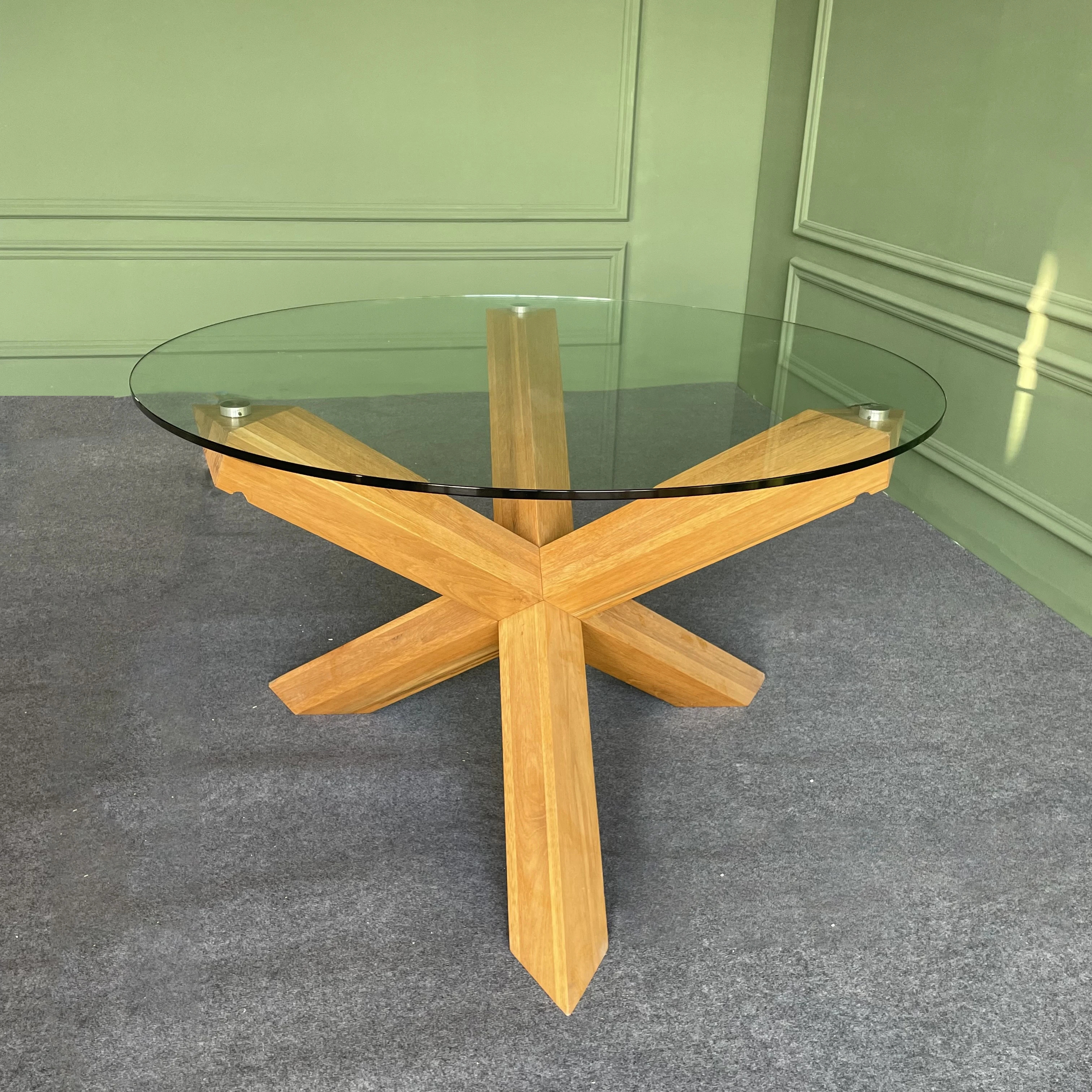 Modern Design Wholesale Dining Room Furniture Tempered Glass Top Tables Cheap High Quality Round glass