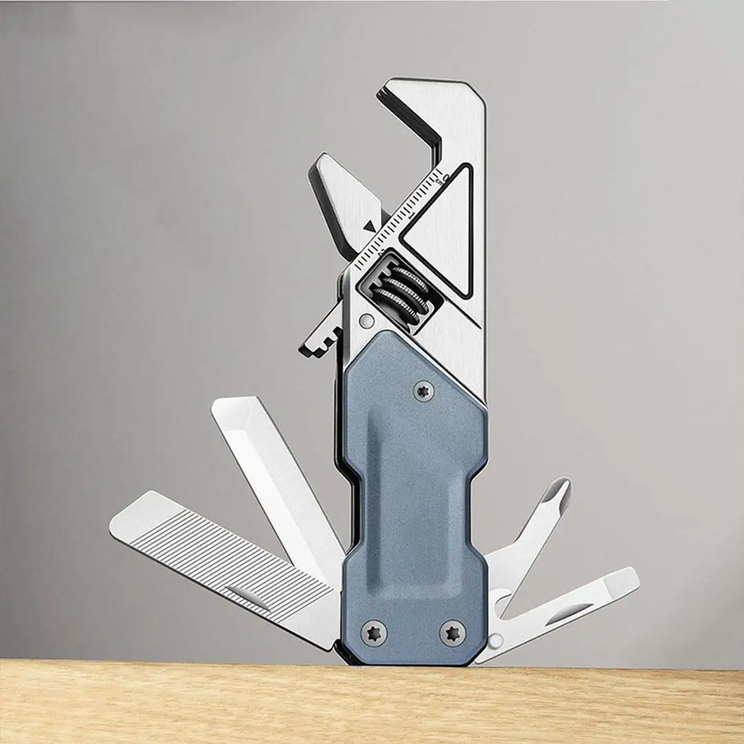6-in-1 Portable Stainless Steel Multifunctional DIY Multitool Adjustable Torque Wrench Knife Bottle Opener-Foldable Design