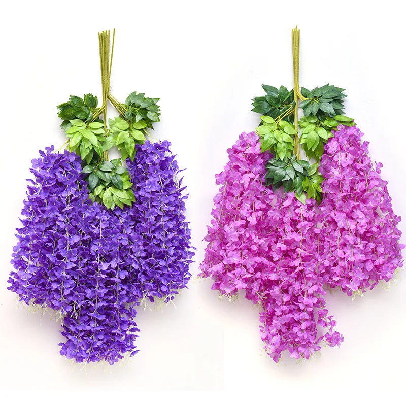 Simulation Vine Red Corridor Hanging Artificial Plastic Flowers Green Leaf Cloth Decorative Encryption Living Room Flowers