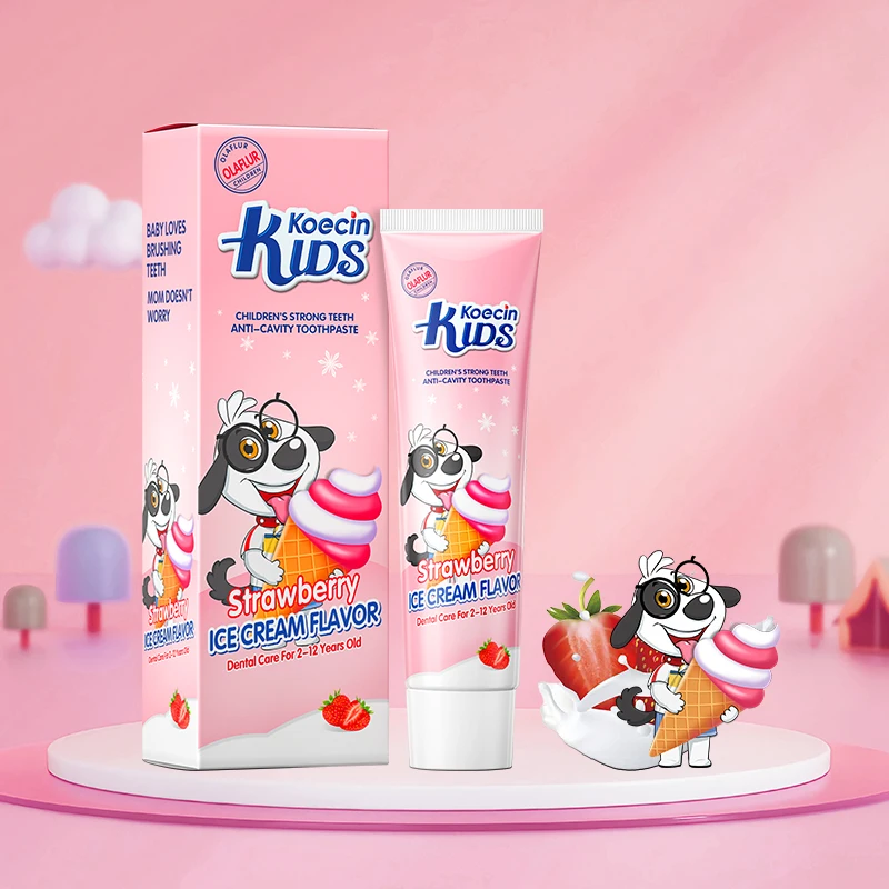 Custom 70g Fluoride Free Xylitol Probiotic Strawberry Blueberry Orange Flavored Baby Children Toothpaste