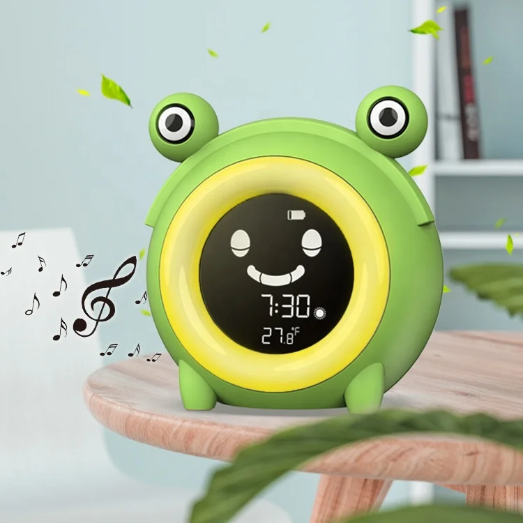 Hot Selling Cartoon Frog Digital Children SleepTraining Alarm Clock