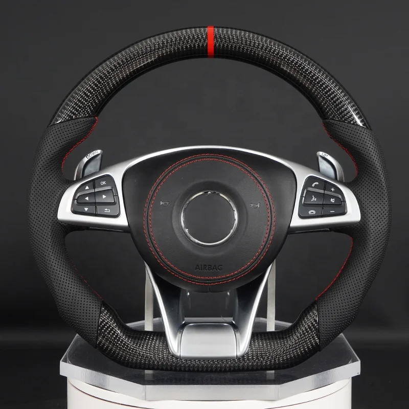 Modify Car Steering Wheel Carbon Fiber Fit For Mercedes Benz A45 W204 W205 Cle Glc