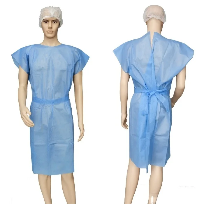Multi layer blue sleeveless medical gown SMS patient cover hospital disposable non-woven mammography poncho gown