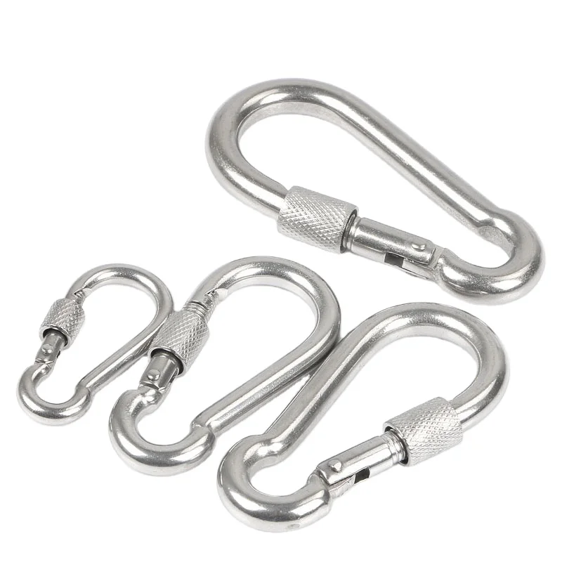 Rigging hardware 304 stainless steel spring snap safety hook climbing carabiner keychain hook