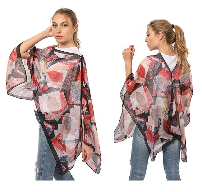 2023 New Arrival women beach cover up dress chiffon batik hawaii indonesia pareo sarong