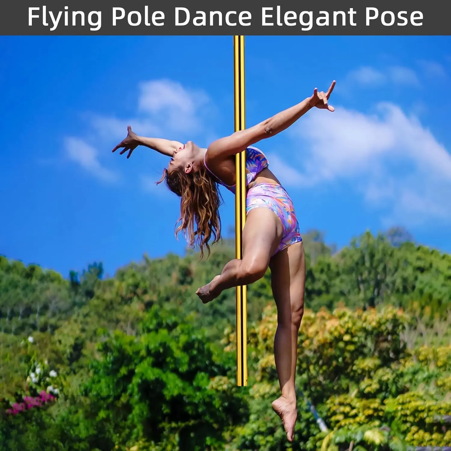 Professional Aerial Dance Pole Flying Pole Portable 45mm Spinning Dancing Pole Kit for Exercise Club Party Pub Home Gym