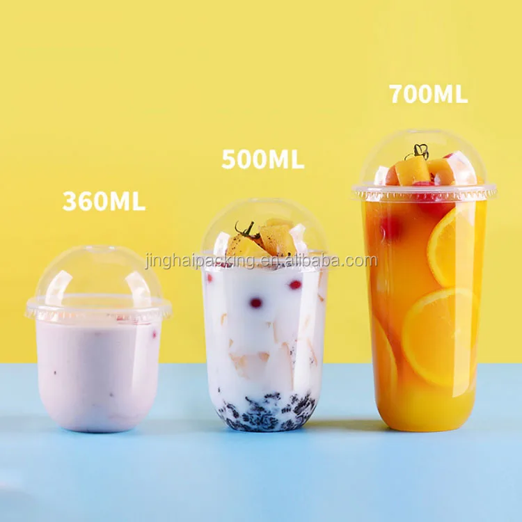 Plastic Bubble Tea Clear Cup Lids Flat Dome Bear Lids Covers