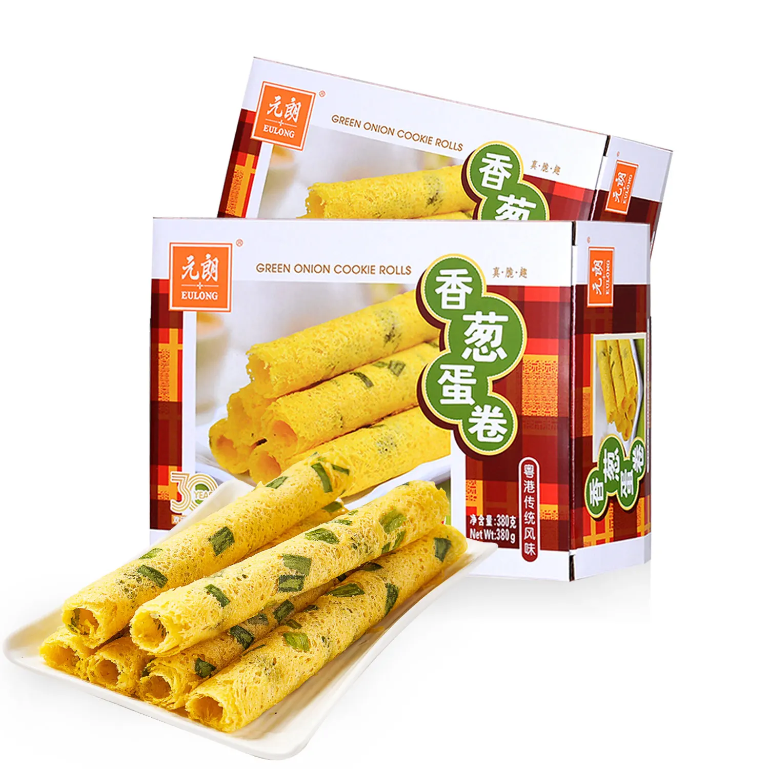 Оптовая продажа, 380 г, зеленые ониноновые яйца в рулонах, китайское печенье, сладкое хрустящее печенье и печенье