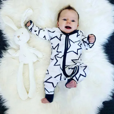 Baby Boy Romper Star Printed Zipper Long Sleeve Rompers Baby Infant Boy Designer Clothes Kids Jumpsuits