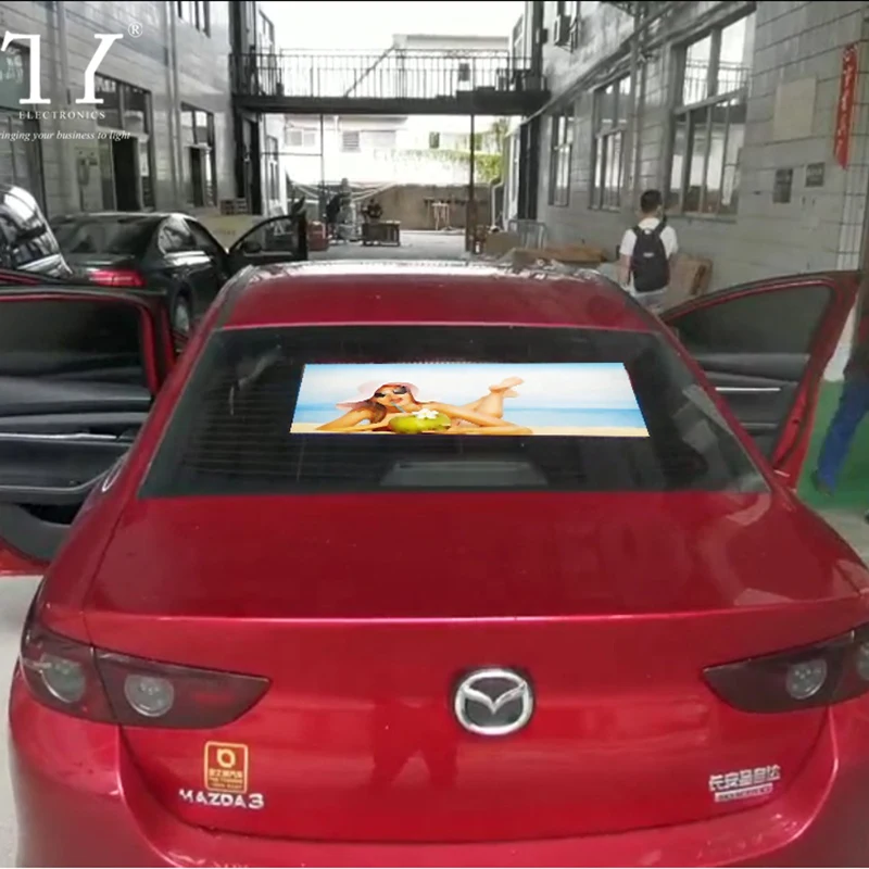 Пользовательский полноцветный такси заднего окна автомобиля прозрачный СВЕТОДИОДНЫЙ рекламный дисплей