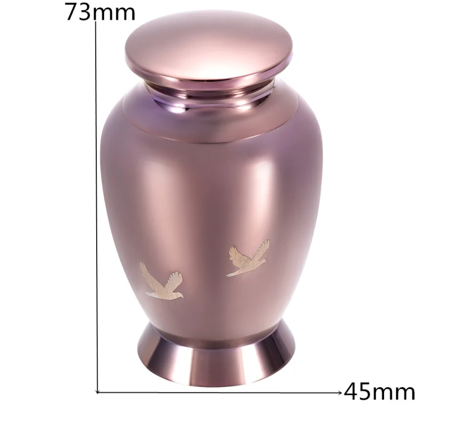 Coffee Gold Cremation Urn with bird engraved for Human Ashes Small Adult/ Pet memorial Casket Keepsake Stainless Steel Jewellery