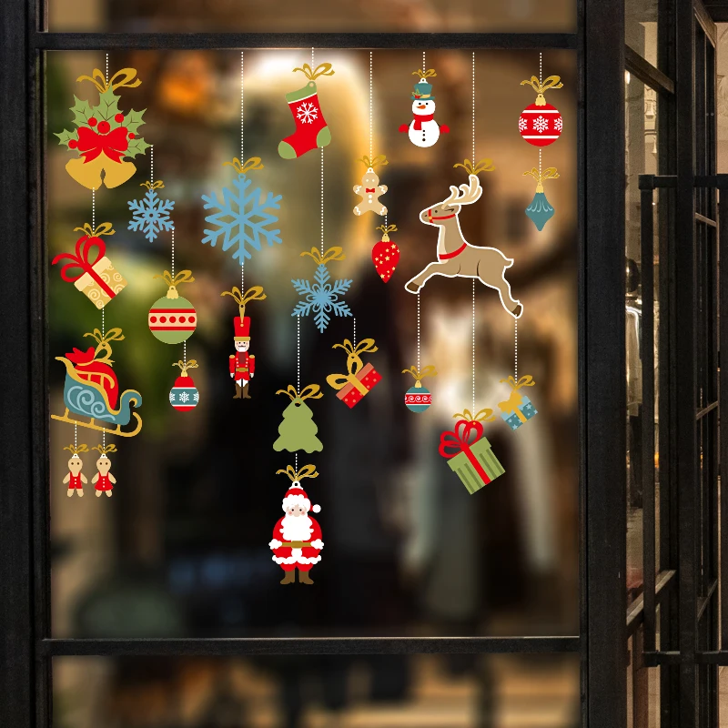 home wall decoration adhesive window christmas gel stickers