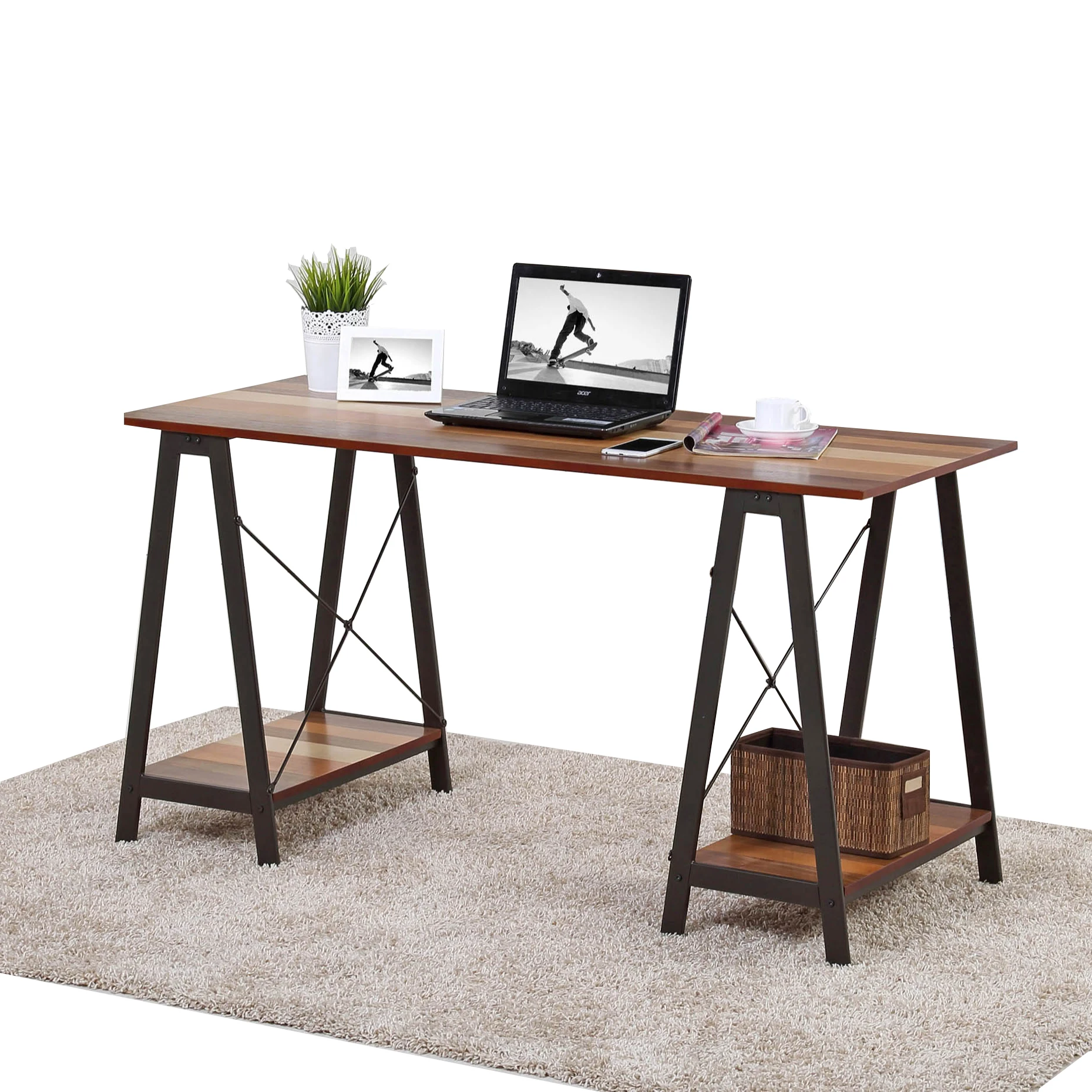 JUSTHOME MDF wooden modern fancy design home office study table computer desk  metal legs laptop desk computer table