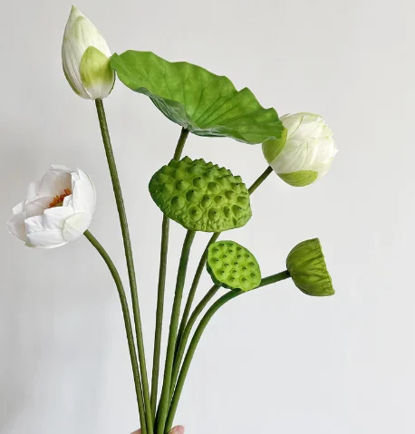 Artificial flowers lotus hand feeling lotus leaves lotus new Chinese flower arrangement living room flower