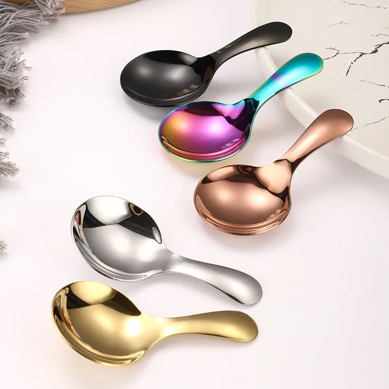 Creative 304 stainless steel short handle ice cream spoon children dessert spoon tea shovel