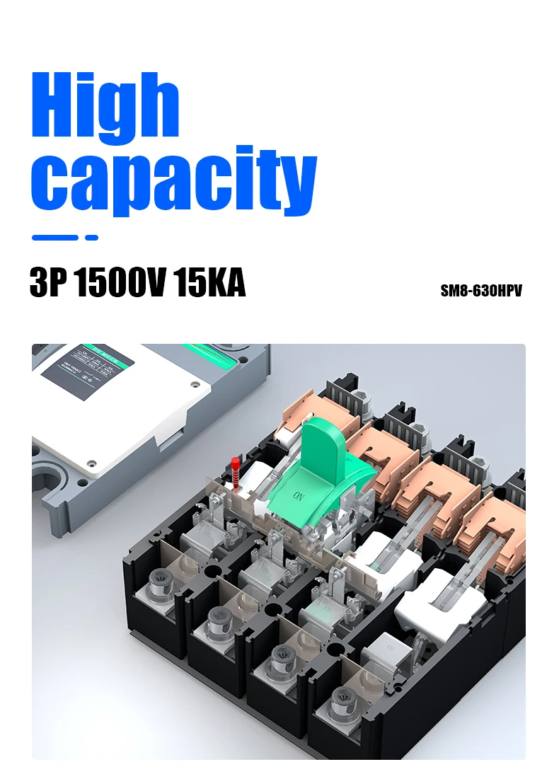 100/125/160/200/225/250/400/500/630amp 3 phase wenzhou mccb electrical molded case circuit breaker 1500V