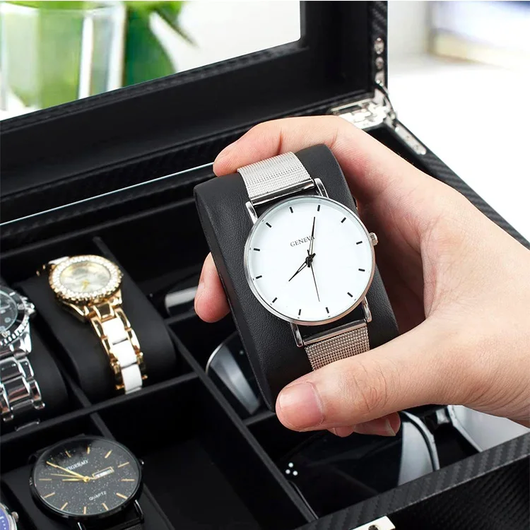 Carbon fiber Double Layers Gift Watch box organizer Drawer Watch Storage box for Watches Jewellery