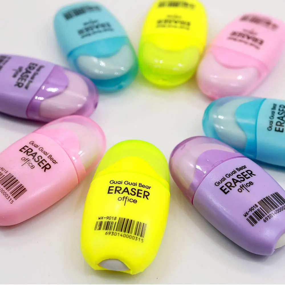 Oval Plastic Case Eraser Colored Creative Cute Office Supplies Learning Student Stationery Factory Customized