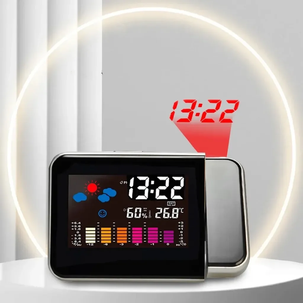 Smart Electronic Desktop Table Desk Led Laser Weather Forecast Clock Digital Projection Alarm Clock